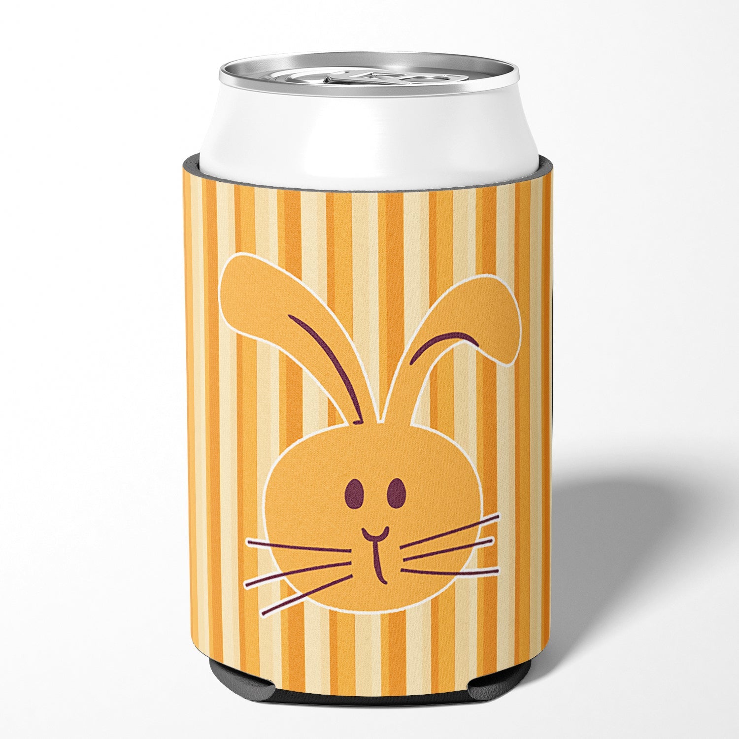 Rabbit on Stripes Can or Bottle Hugger Cooler Sleeve for Standard 12 oz Cans, Insulated Foam Beer & Soda Can Hugger Reusable