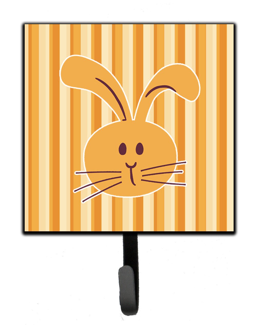 Rabbit on Stripes Leash or Key Holder Wall Hooks, Key Hooks Holder, Coat Rack Wall Mount, Coat Hooks, Hooks for Hanging Keys, Towels, Aprons, Leashes