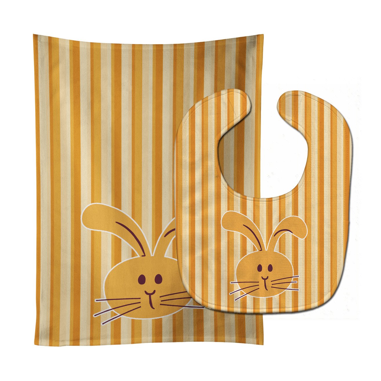 Rabbit on Stripes Baby Bib & Burp Cloth Easy-Clean Baby Bib Baby Feeding Accessory Baby Mealtime Essential