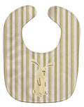 Rabbit on Stripes Baby Bib Easy-Clean Baby Bib Baby Feeding Accessory Baby Mealtime Essential, 10 x 13, Multicolor