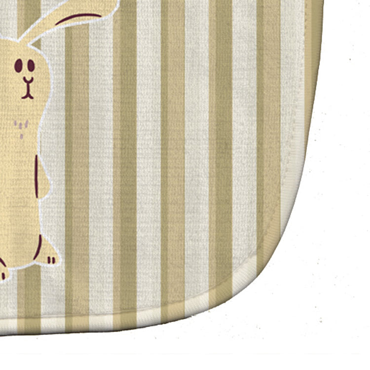 Rabbit on Stripes Baby Bib Easy-Clean Baby Bib Baby Feeding Accessory Baby Mealtime Essential, 10 x 13, Multicolor