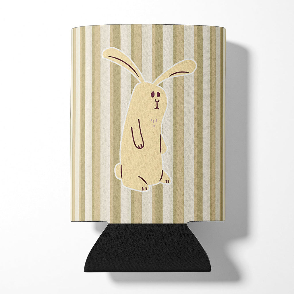 Rabbit on Stripes Can or Bottle Hugger Cooler Sleeve for Standard 12 oz Cans, Insulated Foam Beer & Soda Can Hugger Reusable