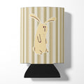 Rabbit on Stripes Can or Bottle Hugger Cooler Sleeve for Standard 12 oz Cans, Insulated Foam Beer & Soda Can Hugger Reusable