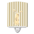 Rabbit on Stripes Ceramic Night Light Compact, UL-Certified, Ideal for Bedroom, Bathroom, Nursery, Hallway, Kitchen, 6x4x3, Multicolor