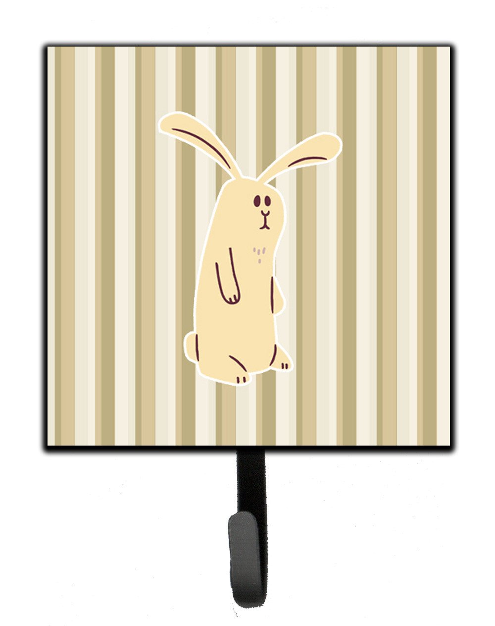 Rabbit on Stripes Leash or Key Holder Wall Hooks, Key Hooks Holder, Coat Rack Wall Mount, Coat Hooks, Hooks for Hanging Keys, Towels, Aprons, Leashes