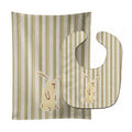 Rabbit on Stripes Baby Bib & Burp Cloth Easy-Clean Baby Bib Baby Feeding Accessory Baby Mealtime Essential