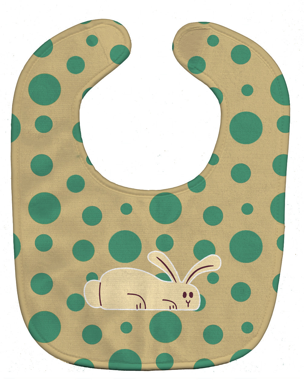 Rabbit on Polkadots Baby Bib Easy-Clean Baby Bib Baby Feeding Accessory Baby Mealtime Essential, 10 x 13, Multicolor