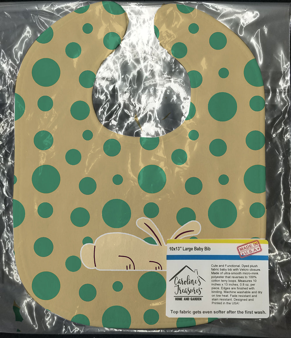 Rabbit on Polkadots Baby Bib Easy-Clean Baby Bib Baby Feeding Accessory Baby Mealtime Essential, 10 x 13, Multicolor