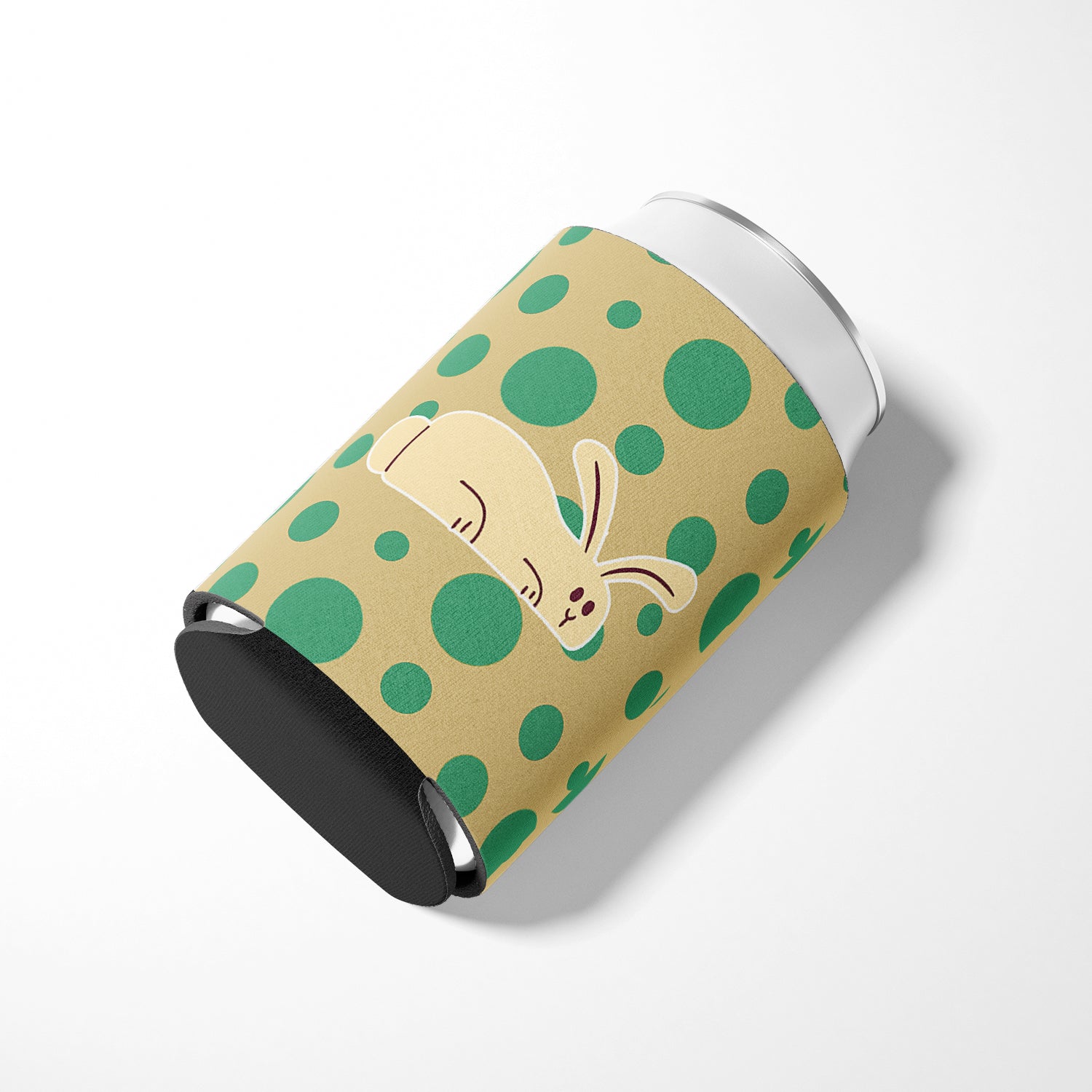 Rabbit on Polkadots Can or Bottle Hugger Cooler Sleeve for Standard 12 oz Cans, Insulated Foam Beer & Soda Can Hugger Reusable