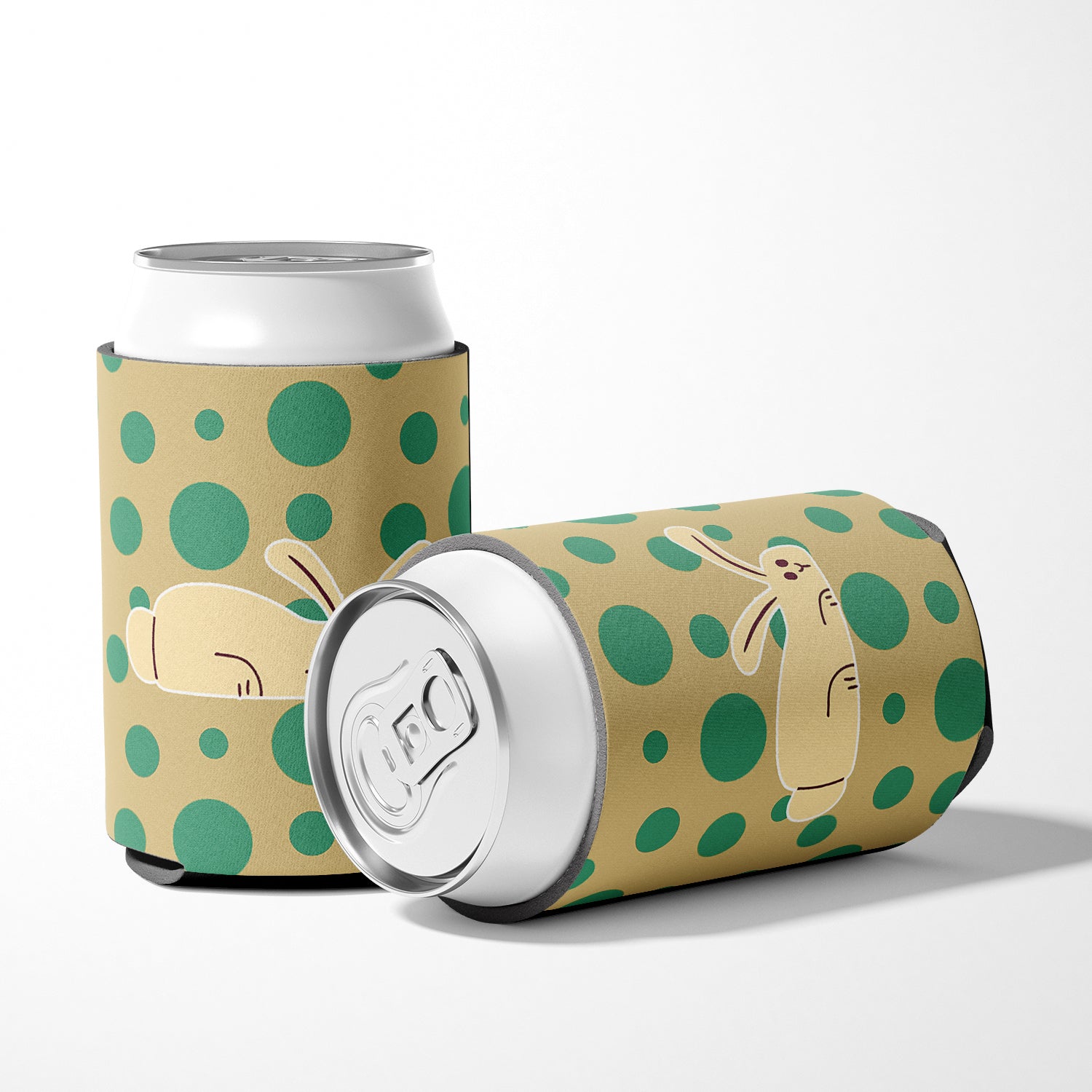Rabbit on Polkadots Can or Bottle Hugger Cooler Sleeve for Standard 12 oz Cans, Insulated Foam Beer & Soda Can Hugger Reusable