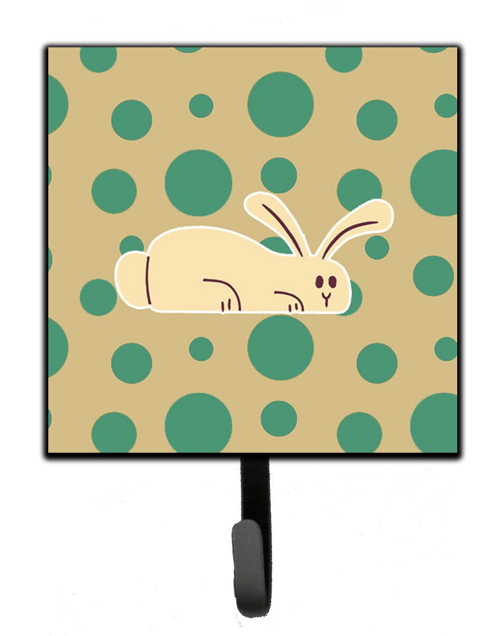 Rabbit on Polkadots Leash or Key Holder Wall Hooks, Key Hooks Holder, Coat Rack Wall Mount, Coat Hooks, Hooks for Hanging Keys, Towels, Aprons, Leashes