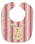 Rabbit on Stripes Baby Bib Easy-Clean Baby Bib Baby Feeding Accessory Baby Mealtime Essential, 10 x 13, Multicolor