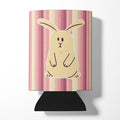 Rabbit on Stripes Can or Bottle Hugger Cooler Sleeve for Standard 12 oz Cans, Insulated Foam Beer & Soda Can Hugger Reusable