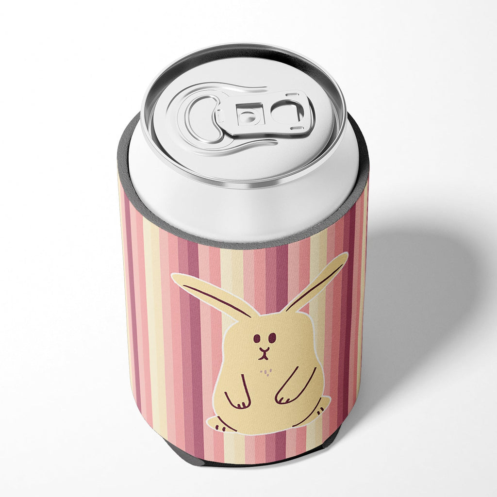 Rabbit on Stripes Can or Bottle Hugger Cooler Sleeve for Standard 12 oz Cans, Insulated Foam Beer & Soda Can Hugger Reusable
