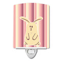 Rabbit on Stripes Ceramic Night Light Compact, UL-Certified, Ideal for Bedroom, Bathroom, Nursery, Hallway, Kitchen, 6x4x3, Multicolor