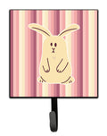 Rabbit on Stripes Leash or Key Holder Wall Hooks, Key Hooks Holder, Coat Rack Wall Mount, Coat Hooks, Hooks for Hanging Keys, Towels, Aprons, Leashes