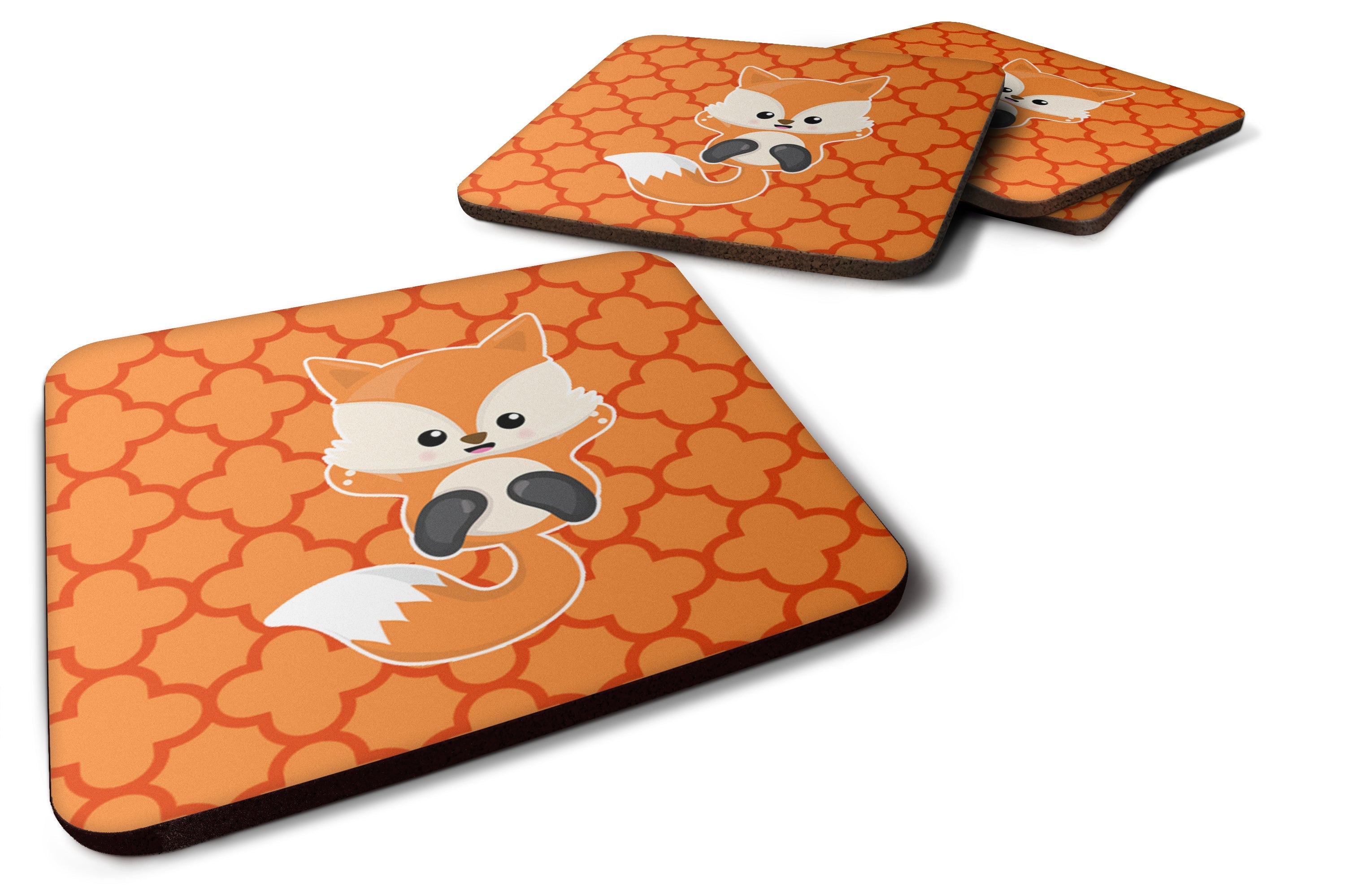 Baby Fox Quatrafoil Foam Coasters Set of 4 Cup Coasters for Indoor Outdoor, Tabletop Protection, Anti Slip, Mouse pad Material