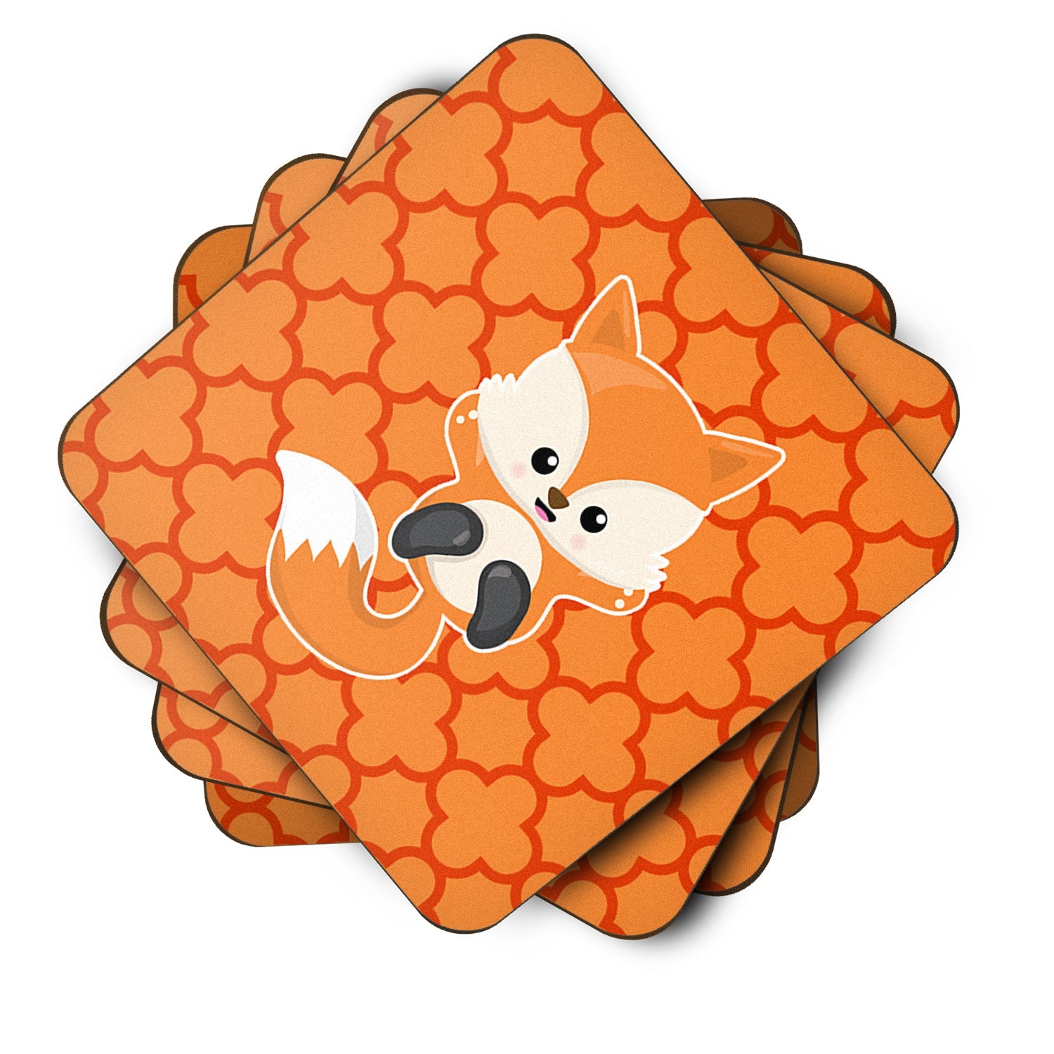Baby Fox Quatrafoil Foam Coasters Set of 4 Cup Coasters for Indoor Outdoor, Tabletop Protection, Anti Slip, Mouse pad Material