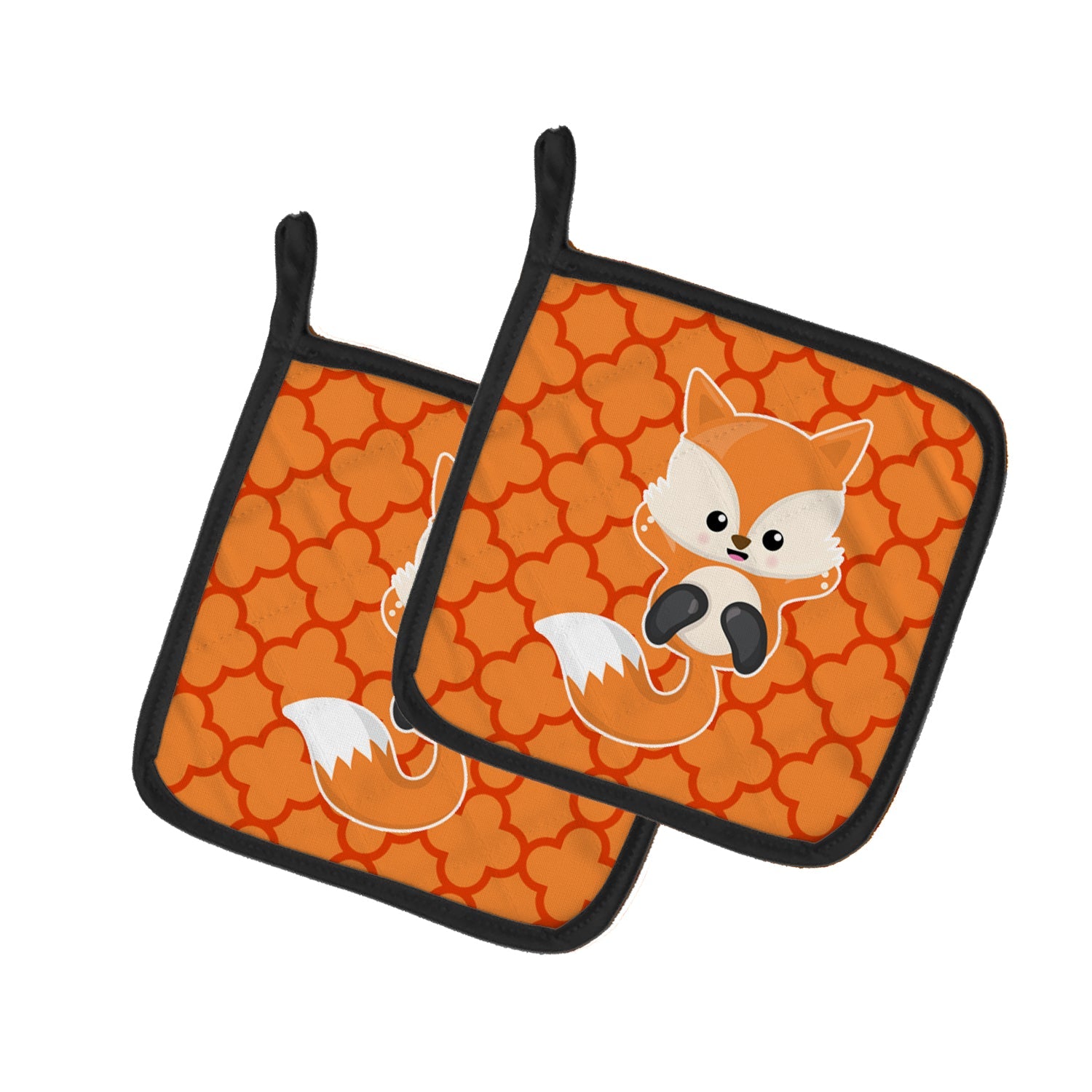 Baby Fox Quatrafoil Pot Holder Set of 2 Heat Resistant Quilted Hot Pads 7.5 x 7.5 Inch, Insulated Kitchen Trivets for Cooking & Baking