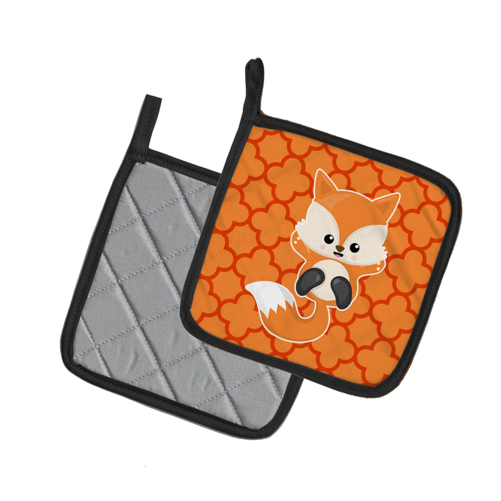 Baby Fox Quatrafoil Pot Holder Set of 2 Heat Resistant Quilted Hot Pads 7.5 x 7.5 Inch, Insulated Kitchen Trivets for Cooking & Baking