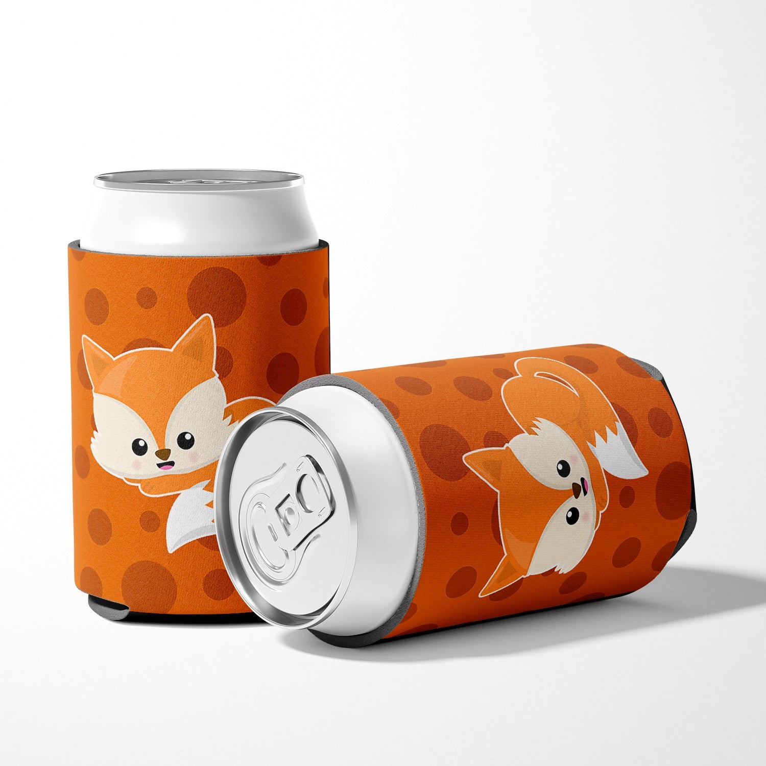 Baby Fox Polkadot Can or Bottle Hugger Cooler Sleeve for Standard 12 oz Cans, Insulated Foam Beer & Soda Can Hugger Reusable