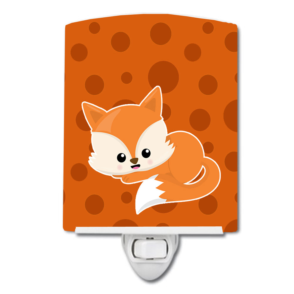 Baby Fox Polkadot Ceramic Night Light Compact, UL-Certified, Ideal for Bedroom, Bathroom, Nursery, Hallway, Kitchen, 6x4x3, Multicolor