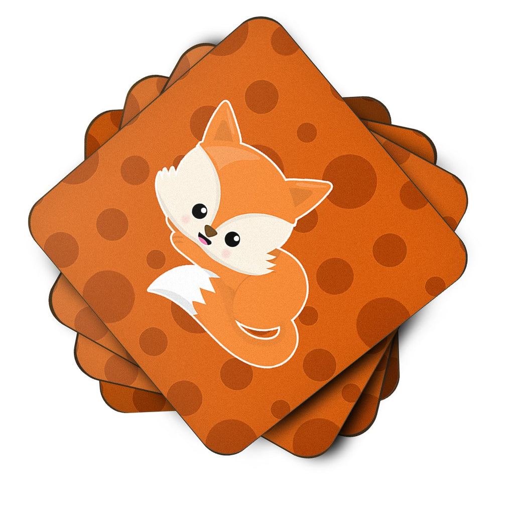 Baby Fox Polkadot Foam Coasters Set of 4 Cup Coasters for Indoor Outdoor, Tabletop Protection, Anti Slip, Mouse pad Material