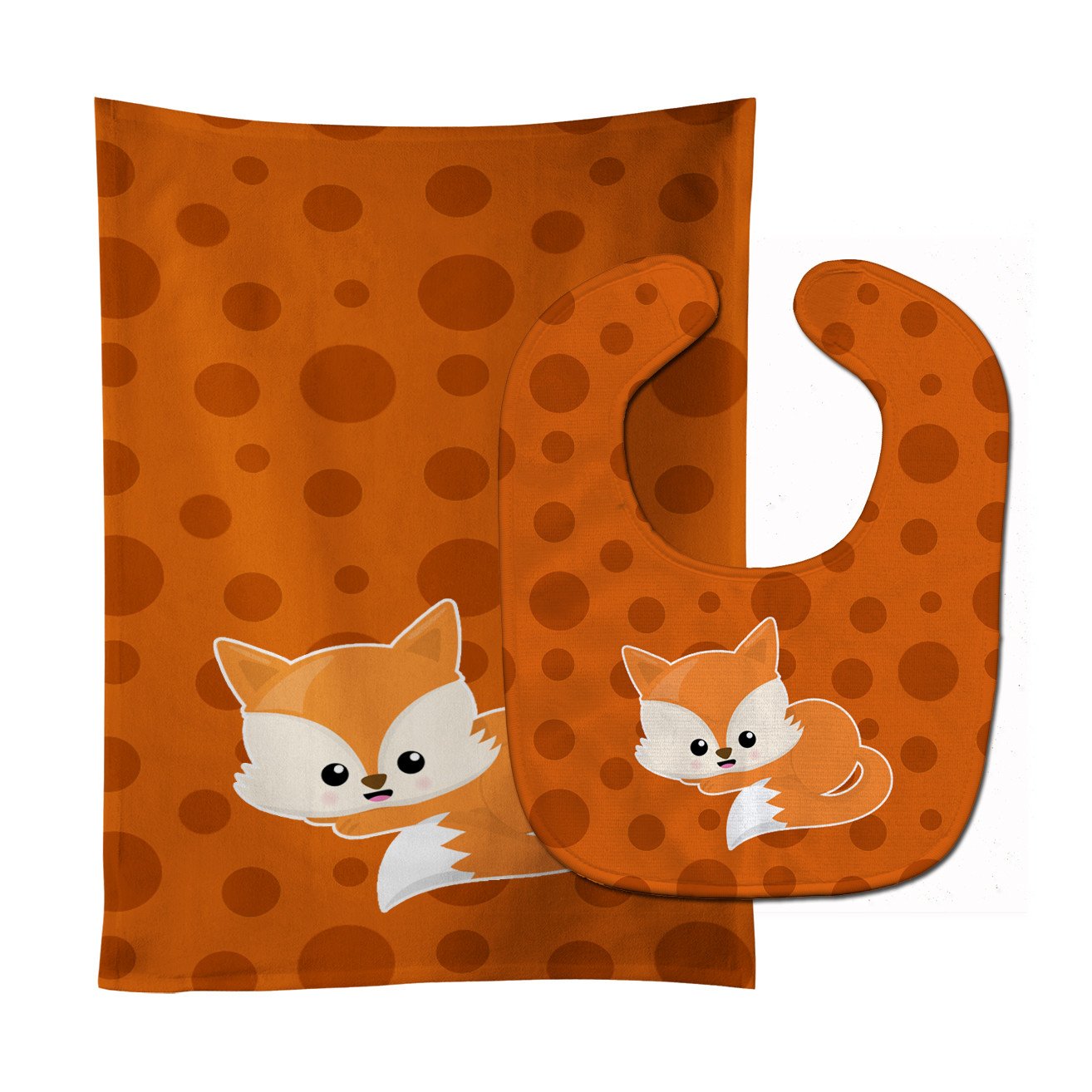 Baby Fox Polkadot Baby Bib & Burp Cloth Easy-Clean Baby Bib Baby Feeding Accessory Baby Mealtime Essential