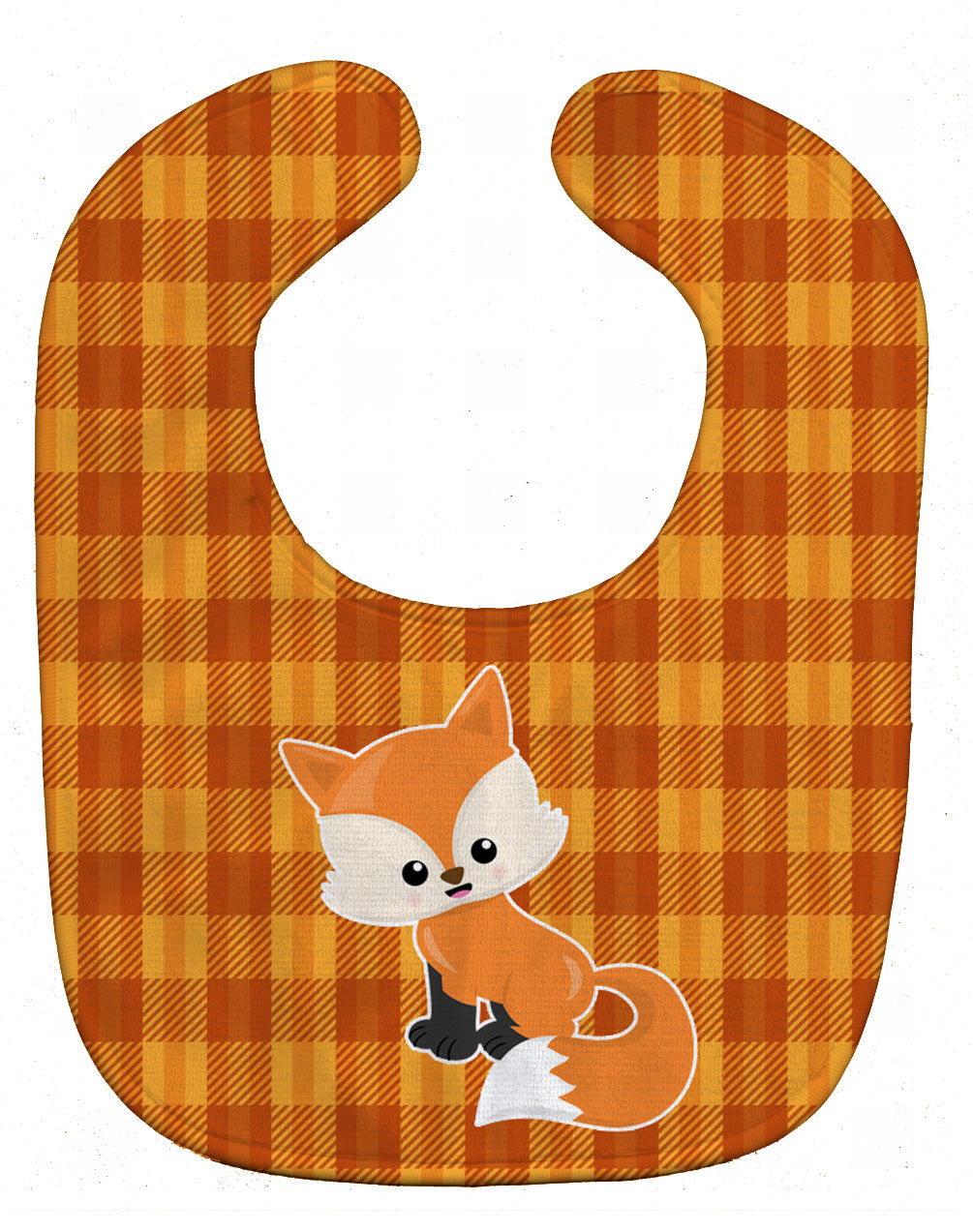 Baby Fox Gingham Baby Bib Easy-Clean Baby Bib Baby Feeding Accessory Baby Mealtime Essential, 10 x 13, Multicolor