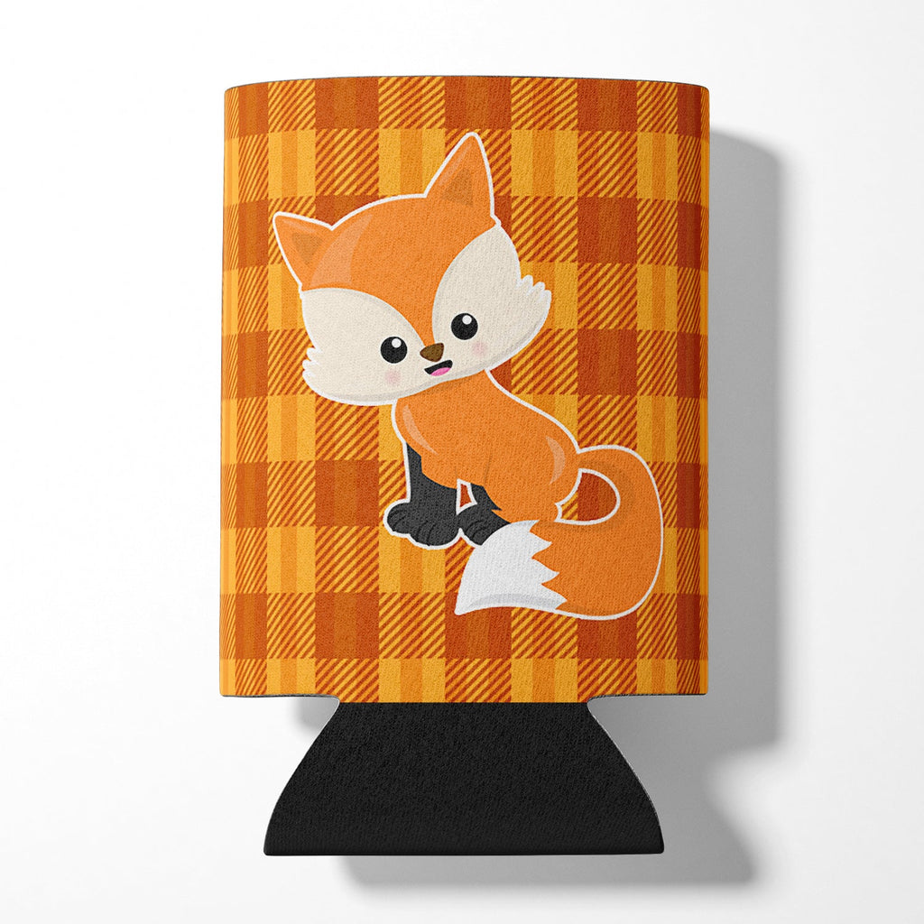 Baby Fox Gingham Can or Bottle Hugger Cooler Sleeve for Standard 12 oz Cans, Insulated Foam Beer & Soda Can Hugger Reusable