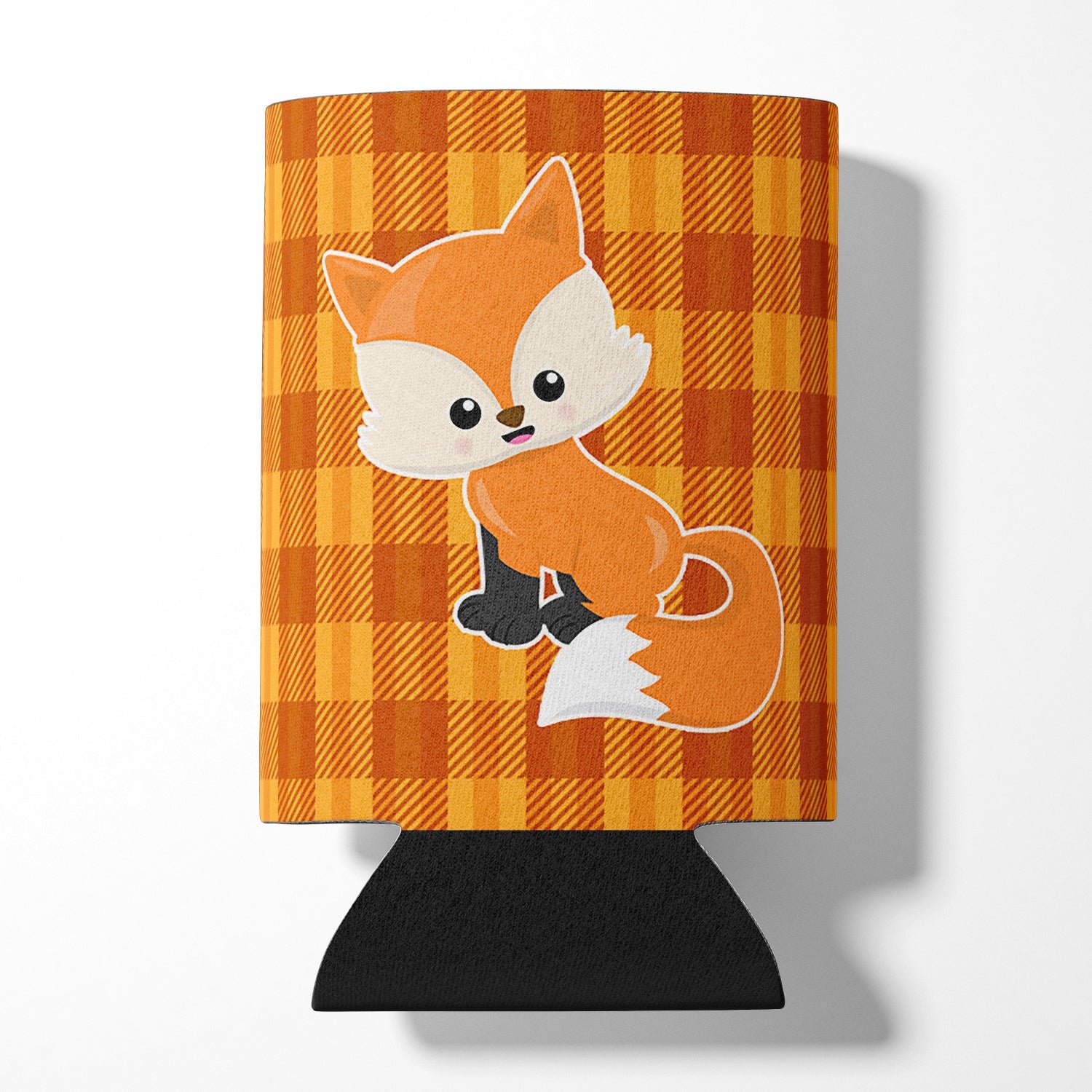 Baby Fox Gingham Can or Bottle Hugger Cooler Sleeve for Standard 12 oz Cans, Insulated Foam Beer & Soda Can Hugger Reusable