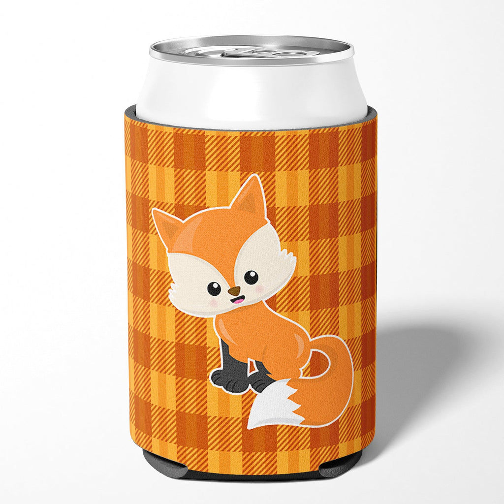 Baby Fox Gingham Can or Bottle Hugger Cooler Sleeve for Standard 12 oz Cans, Insulated Foam Beer & Soda Can Hugger Reusable