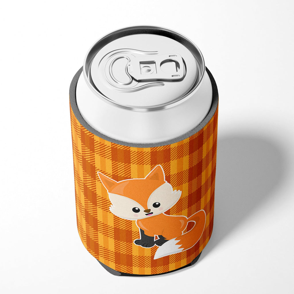 Baby Fox Gingham Can or Bottle Hugger Cooler Sleeve for Standard 12 oz Cans, Insulated Foam Beer & Soda Can Hugger Reusable