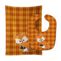 Baby Fox Gingham Baby Bib & Burp Cloth Easy-Clean Baby Bib Baby Feeding Accessory Baby Mealtime Essential