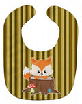 Baby Fox Tree Stripes Baby Bib Easy-Clean Baby Bib Baby Feeding Accessory Baby Mealtime Essential, 10 x 13, Multicolor