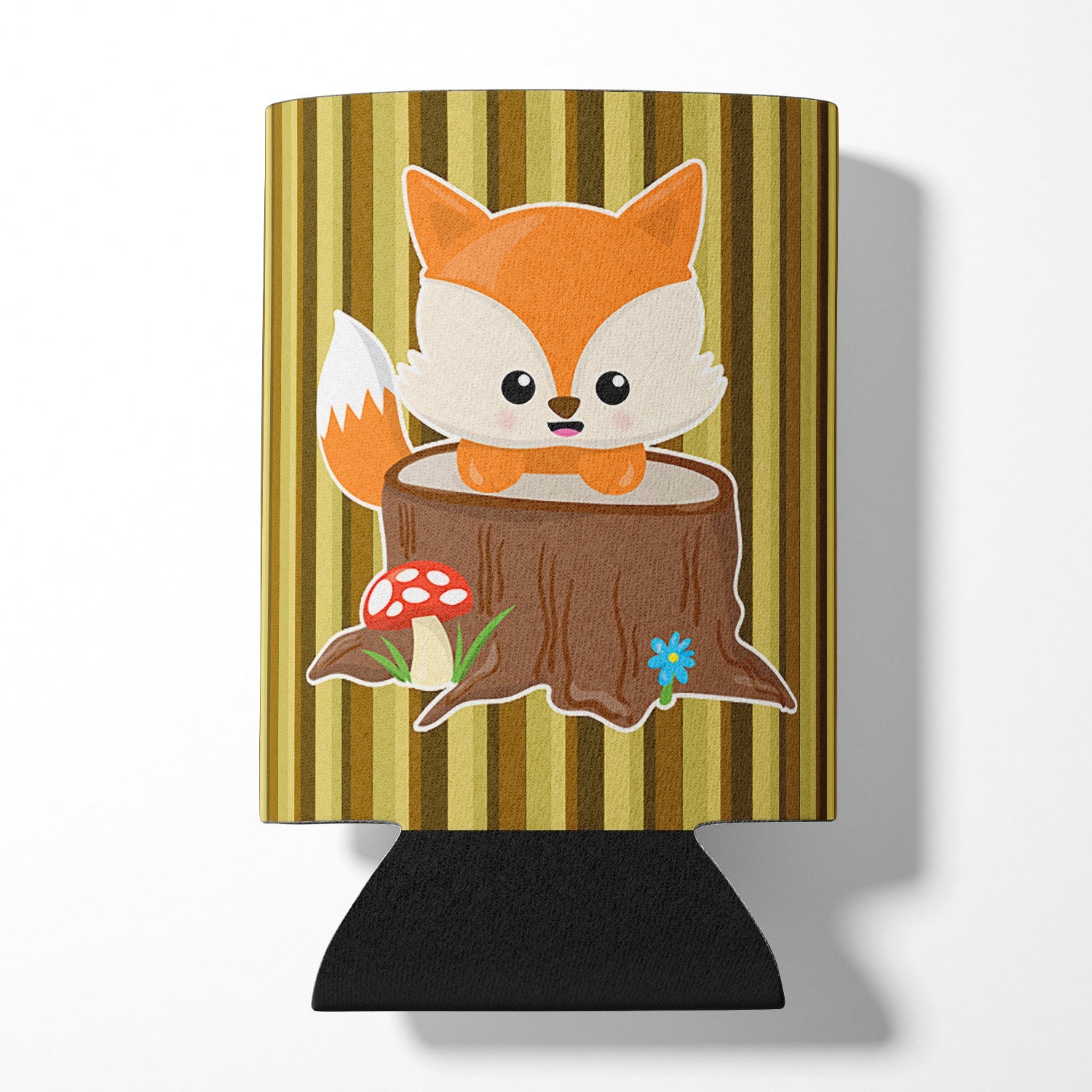 Baby Fox Tree Stripes Can or Bottle Hugger Cooler Sleeve for Standard 12 oz Cans, Insulated Foam Beer & Soda Can Hugger Reusable