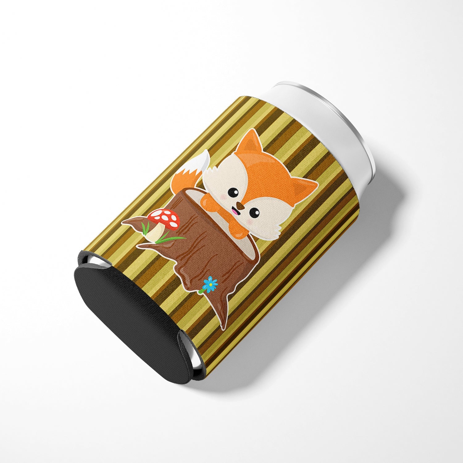 Baby Fox Tree Stripes Can or Bottle Hugger Cooler Sleeve for Standard 12 oz Cans, Insulated Foam Beer & Soda Can Hugger Reusable