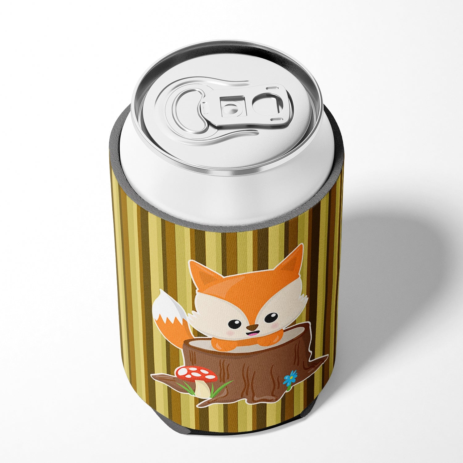 Baby Fox Tree Stripes Can or Bottle Hugger Cooler Sleeve for Standard 12 oz Cans, Insulated Foam Beer & Soda Can Hugger Reusable