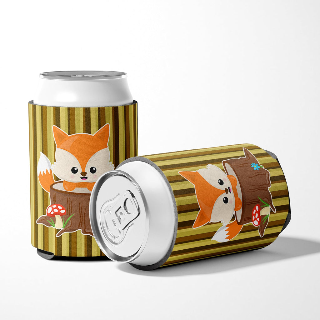 Baby Fox Tree Stripes Can or Bottle Hugger Cooler Sleeve for Standard 12 oz Cans, Insulated Foam Beer & Soda Can Hugger Reusable