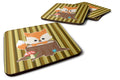 Baby Fox Tree Stripes Foam Coasters Set of 4 Cup Coasters for Indoor Outdoor, Tabletop Protection, Anti Slip, Mouse pad Material