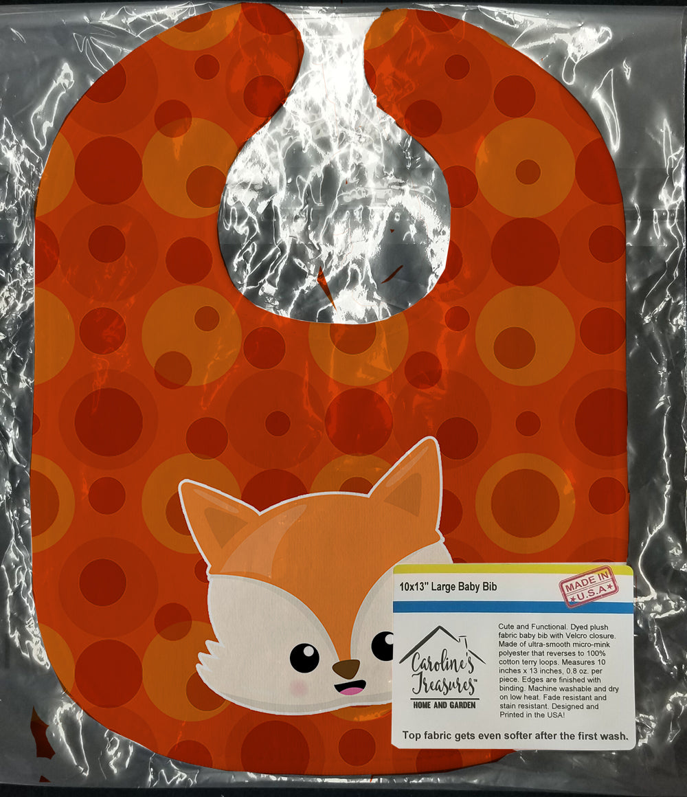 Baby Fox Face Polkadots Baby Bib Easy-Clean Baby Bib Baby Feeding Accessory Baby Mealtime Essential, 10 x 13, Multicolor