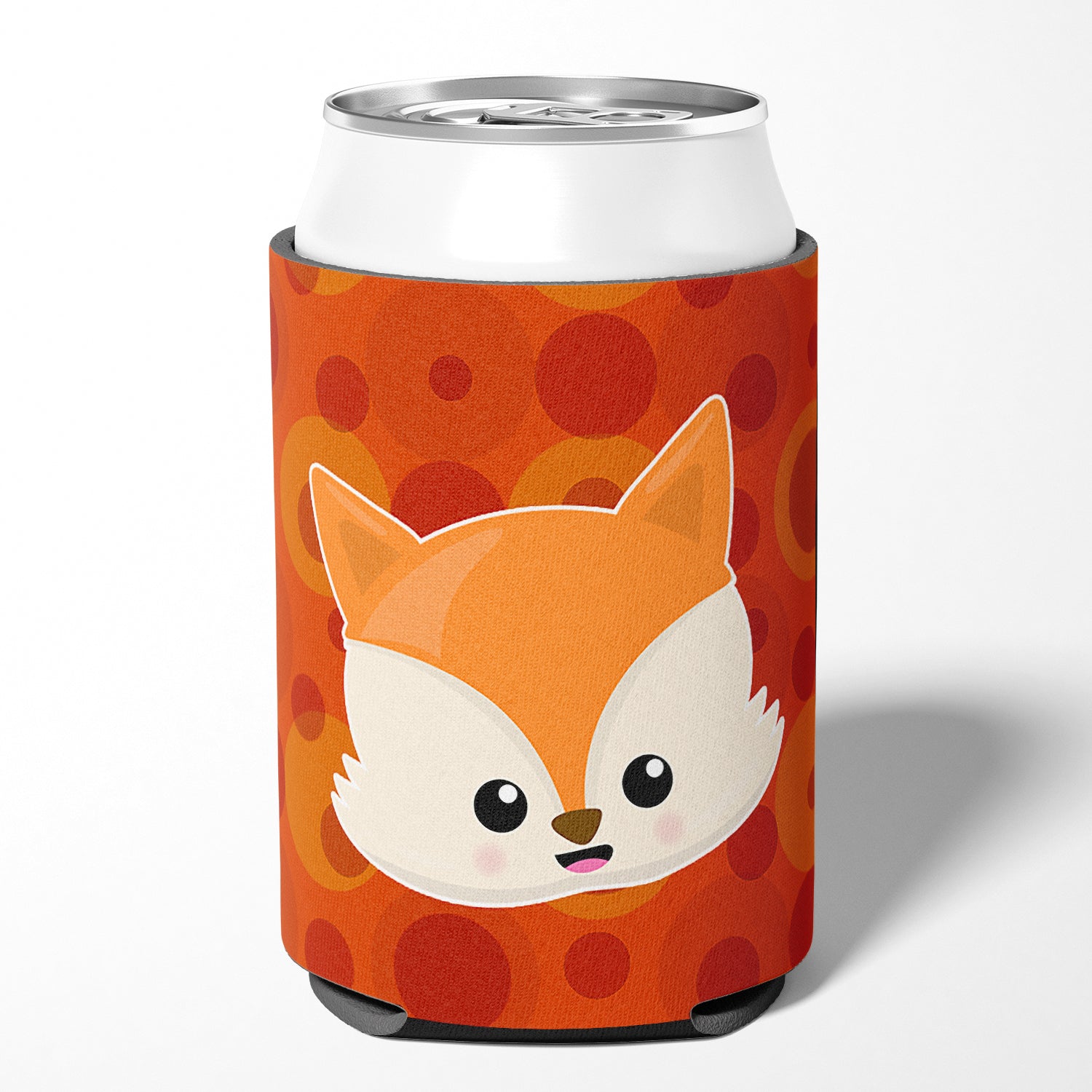 Baby Fox Face Polkadots Can or Bottle Hugger Cooler Sleeve for Standard 12 oz Cans, Insulated Foam Beer & Soda Can Hugger Reusable