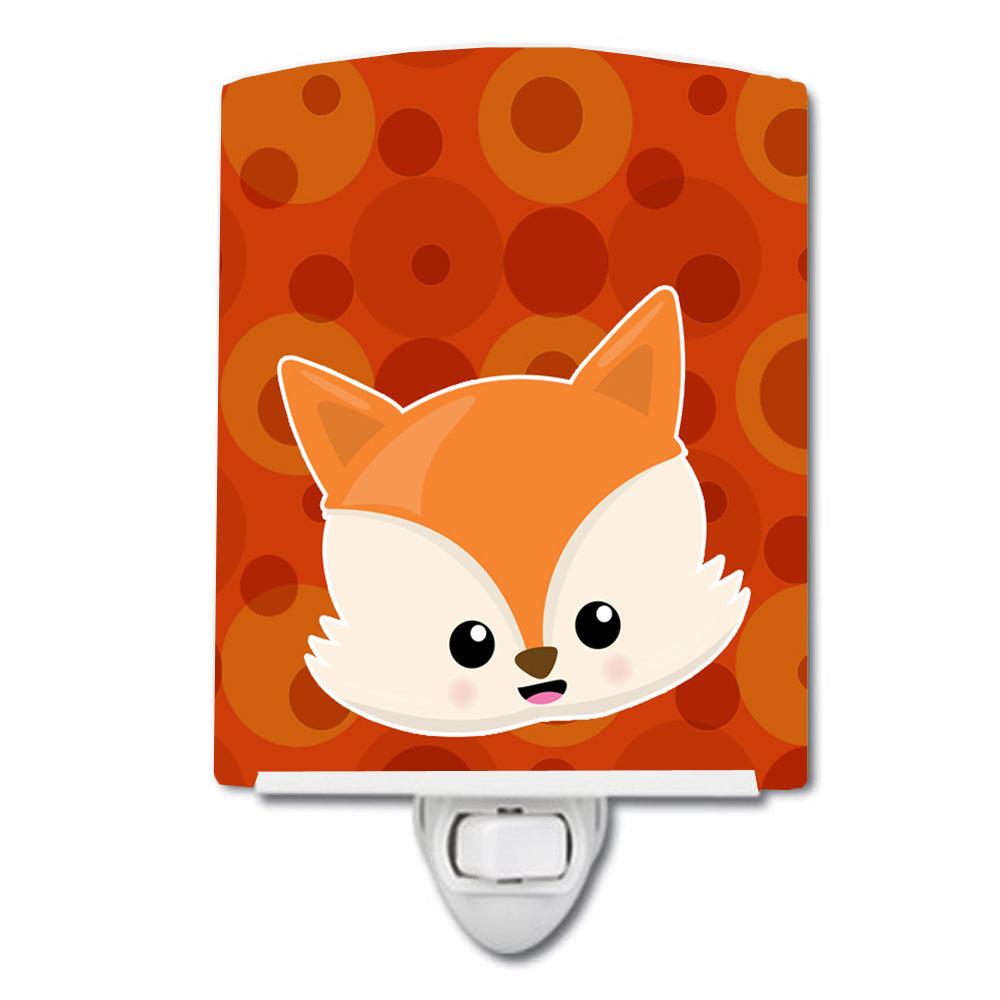Baby Fox Face Polkadots Ceramic Night Light Compact, UL-Certified, Ideal for Bedroom, Bathroom, Nursery, Hallway, Kitchen, 6x4x3, Multicolor