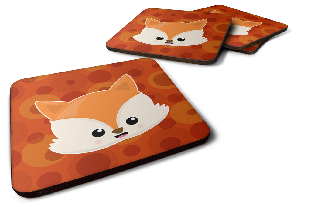 Baby Fox Face Polkadots Foam Coasters Set of 4 Cup Coasters for Indoor Outdoor, Tabletop Protection, Anti Slip, Mouse pad Material