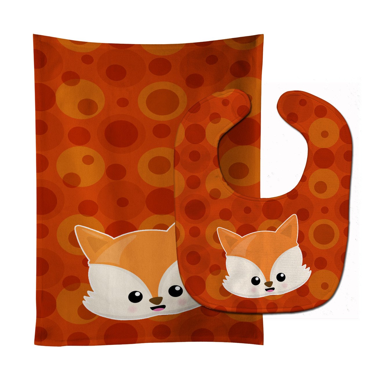 Baby Fox Face Polkadots Baby Bib & Burp Cloth Easy-Clean Baby Bib Baby Feeding Accessory Baby Mealtime Essential