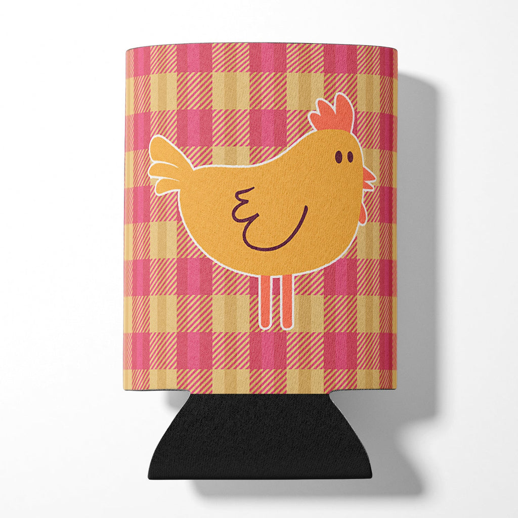 Chicken Hen on Gingham Can or Bottle Hugger Cooler Sleeve for Standard 12 oz Cans, Insulated Foam Beer & Soda Can Hugger Reusable