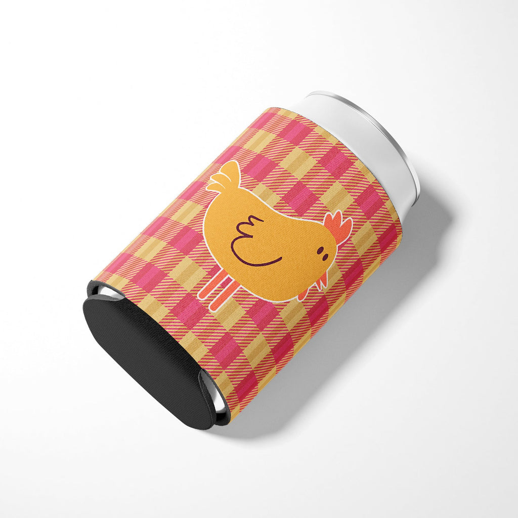 Chicken Hen on Gingham Can or Bottle Hugger Cooler Sleeve for Standard 12 oz Cans, Insulated Foam Beer & Soda Can Hugger Reusable