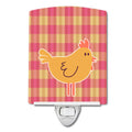 Chicken Hen on Gingham Ceramic Night Light Compact, UL-Certified, Ideal for Bedroom, Bathroom, Nursery, Hallway, Kitchen, 6x4x3, Multicolor