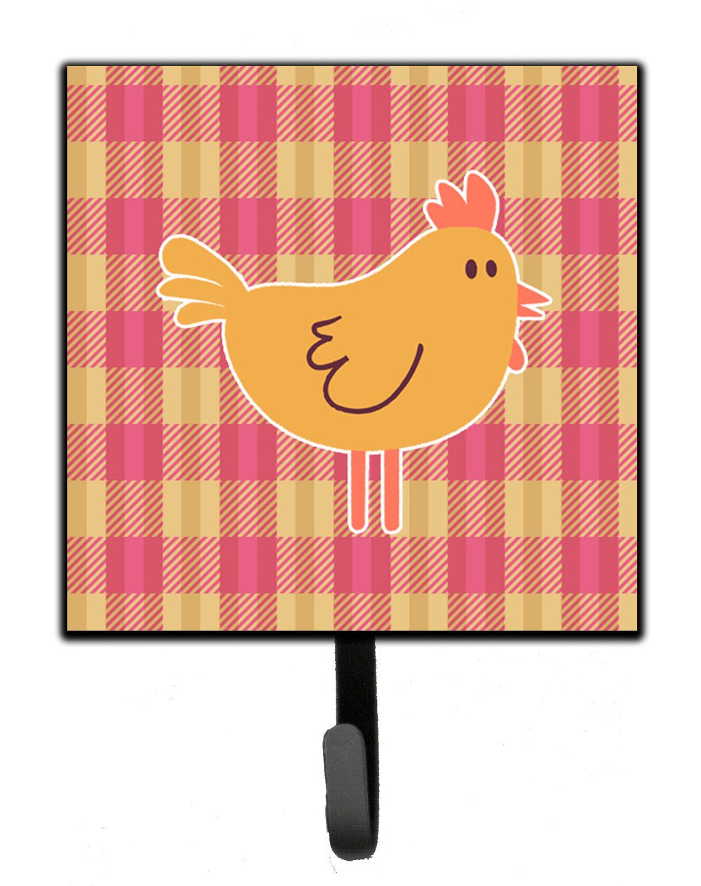 Chicken Hen on Gingham Leash or Key Holder Wall Hooks, Key Hooks Holder, Coat Rack Wall Mount, Coat Hooks, Hooks for Hanging Keys, Towels, Aprons, Leashes