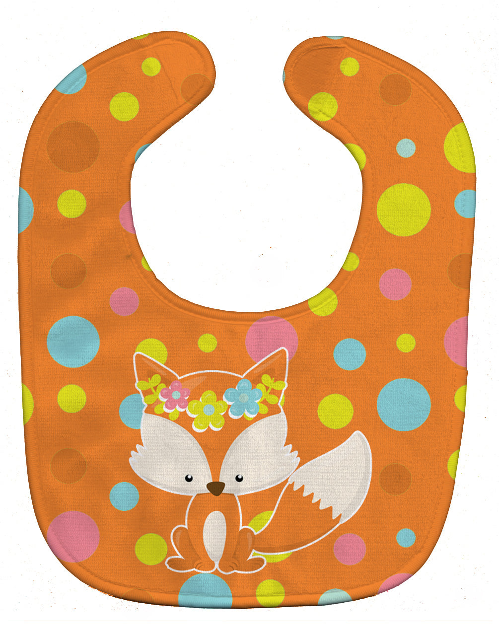 Baby Fox Flowerchild Polkadots Baby Bib Easy-Clean Baby Bib Baby Feeding Accessory Baby Mealtime Essential, 10 x 13, Multicolor